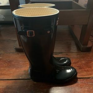 Hunter kids black gloss rain boots